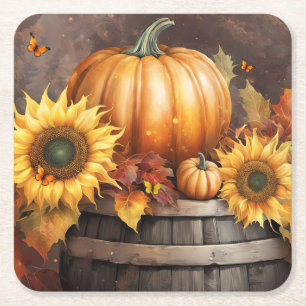 Porta-copo De Papel Quadrado Pumpkin Bonito de Ação de Graças