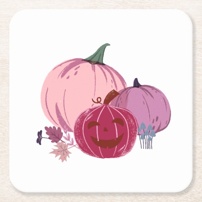 Porta-copo De Papel Quadrado Pumpkin para falar sobre (Frente)