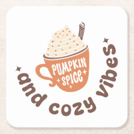 Porta-copo De Papel Quadrado Pumpkin Spice & Cozy Vibes – Cute PSL Latte Fall