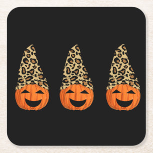 Porta-copo De Papel Quadrado Pumpkins de Chapéu Leopardo Bonito