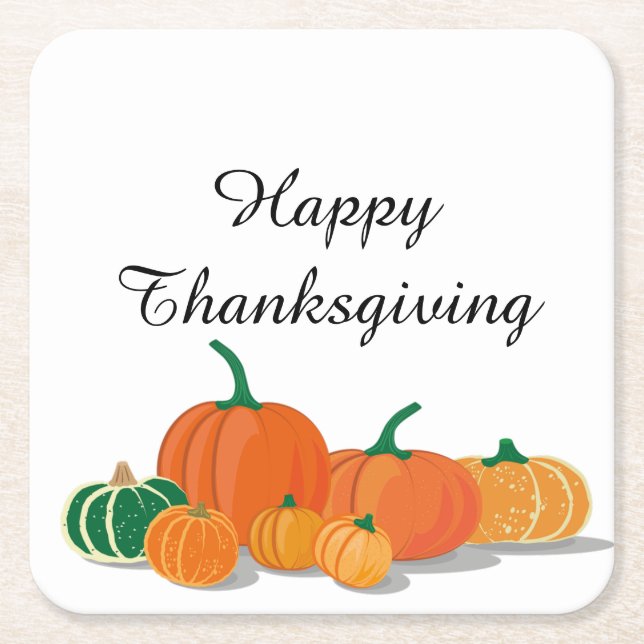 Porta-copo De Papel Quadrado Pumpkins de laranja (Frente)