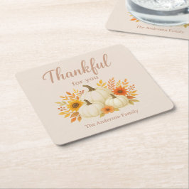 Porta-copo De Papel Quadrado Pumpkins de queda e girassóis | Ação de Graças Ele