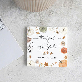 Porta-copo De Papel Quadrado Pumpkins Thanksgiving Dinner Square Paper Coaster