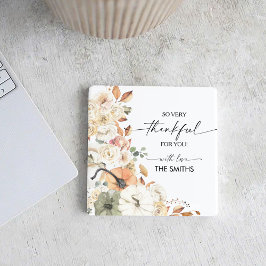 Porta-copo De Papel Quadrado Pumpkins Thanksgiving Dinner Square Paper Coaster