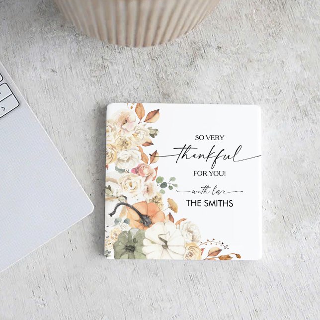 Porta-copo De Papel Quadrado Pumpkins Thanksgiving Dinner Square Paper Coaster (Criador carregado)