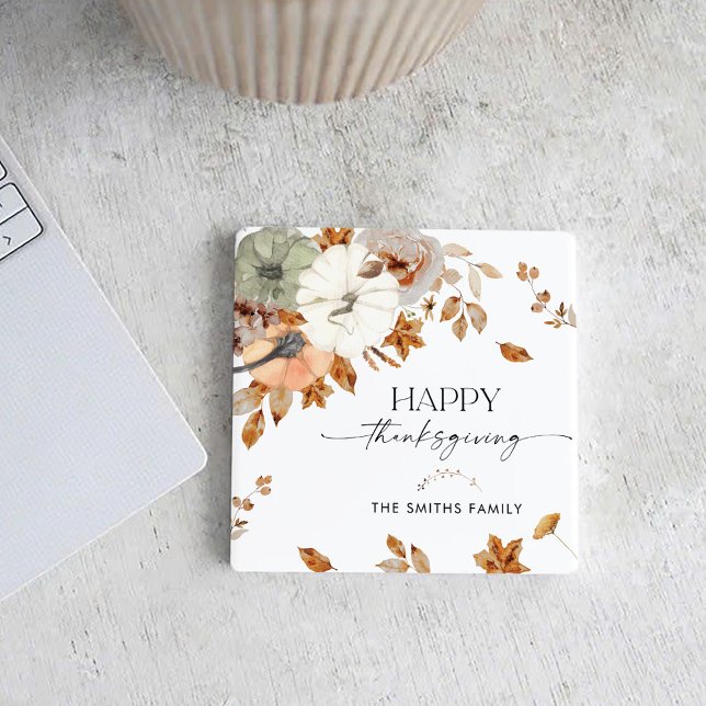 Porta-copo De Papel Quadrado Pumpkins Thanksgiving Dinner Square Paper Coaster (Criador carregado)