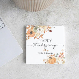 Porta-copo De Papel Quadrado Pumpkins Thanksgiving Dinner Square Paper Coaster