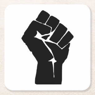 Porta-copo De Papel Quadrado Punho Negro Erguido - Protesto de Resistência