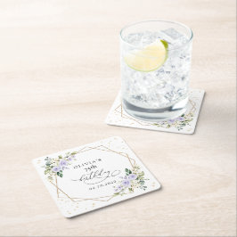 Porta-copo De Papel Quadrado Purple Flowers, White Flowers, Greenery, Birthday