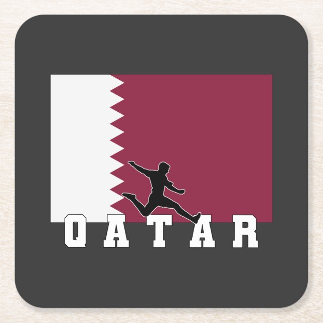 Porta-copo De Papel Quadrado Qatar Football Soccer | Qatar National Team (Frente)