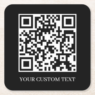 Porta-copo De Papel Quadrado QR Minimalista Preto Design Personalizado Scan M