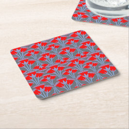 Porta-copo De Papel Quadrado Quadrado de Papel Flor de Sino Vermelho