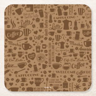 Porta-copo De Papel Quadrado Quadrado do teste padrão do café