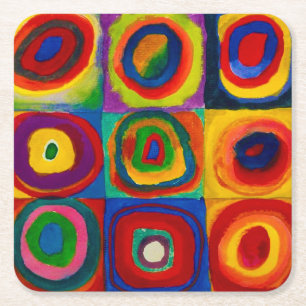 Porta-copo De Papel Quadrado Quadrados com Círculos, Abstrato, Wassily Kandins