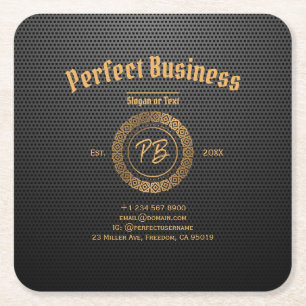 Porta-copo De Papel Quadrado Quadrinhos de luxo preto de quadro Dourado monogra