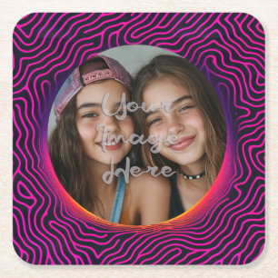 Porta-copo De Papel Quadrado Quadro de Fotografias Personalizadas do Neon Vapor