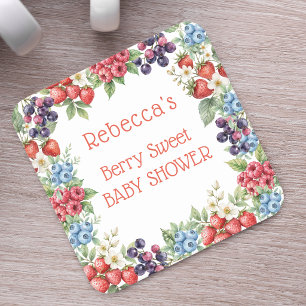 Porta-copo De Papel Quadrado Quadro de frutas silvestres para chá de bebê Berry