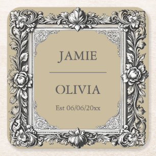 Porta-copo De Papel Quadrado Quadro de rolagem vitoriano personalizado Napkin -
