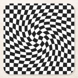 Porta-copo De Papel Quadrado Quadro de Verificação Preto e Branco Verdadeiro
