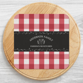 Porta-copo De Papel Quadrado Quadro Preto de Gingham Vermelho Russo
