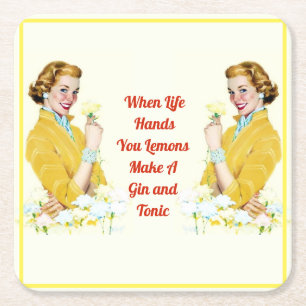 Porta-copo De Papel Quadrado  "Quando A Vida Te Mandar Limões" 6 