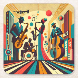 Porta-copo De Papel Quadrado Quarteto da Era do Jazz de Meados do Século