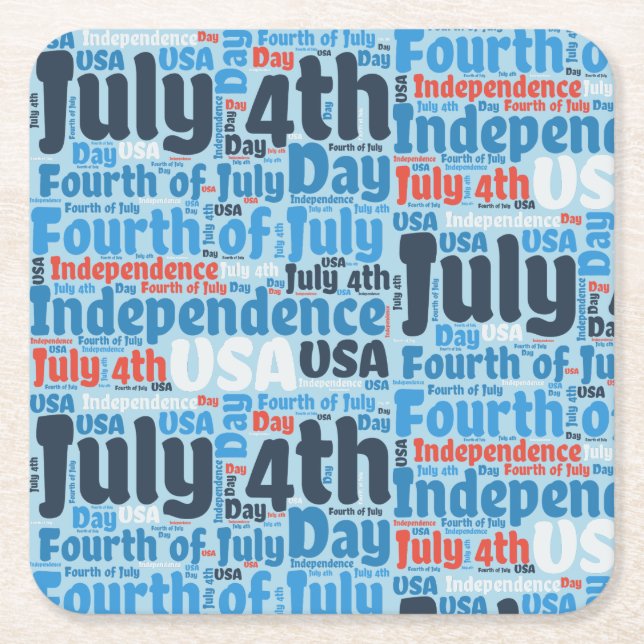 Porta-copo De Papel Quadrado Quarto de julho (Frente)
