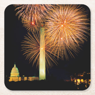 Porta-copo De Papel Quadrado Quarto de julho, exposição do fogo-de-artifício,