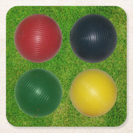Porta-copo De Papel Quadrado Quatro Bolas Croquet, Quatro Cores, Fundo De Grass