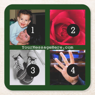 Porta-copo De Papel Quadrado Quatro de suas fotos e texto para facilitar a sua 