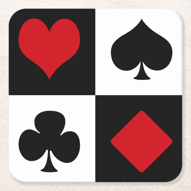 Porta-copo De Papel Quadrado Quatro naipes de cartão (Frente)