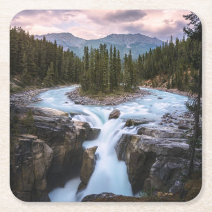 Porta-copo De Papel Quadrado Quedas Jasper National Park, Canadá
