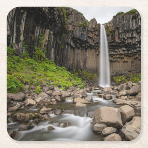 Porta-copo De Papel Quadrado Quedas Svartifoss Waterfall, Sul da Islândia