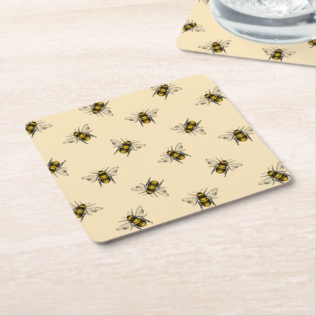 Porta-copo De Papel Quadrado Queen Bee Pattern (Inclinado)