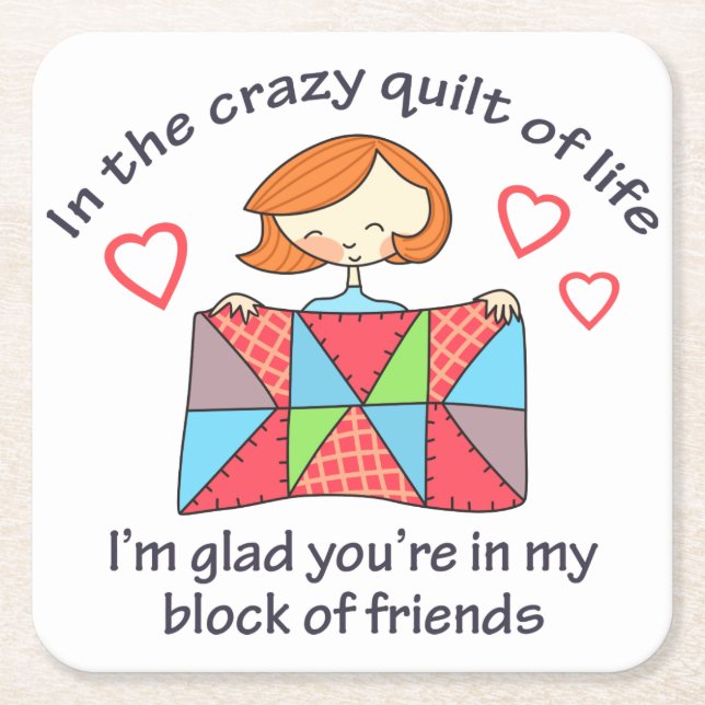 Porta-copo De Papel Quadrado Quilt Crazy Life (Frente)