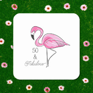 Porta-copo De Papel Quadrado Quinquenta e fabulosa Portas copos Flamingo Rosa