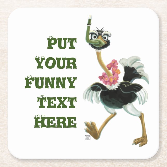 Porta-copo De Papel Quadrado Raça de avestruz no pântano (Frente)