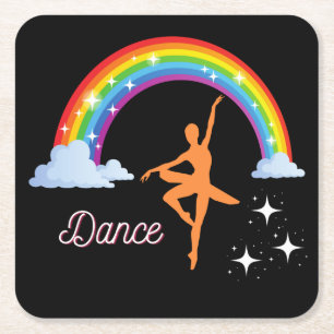 Porta-copo De Papel Quadrado Rainbow Ballerina Dance