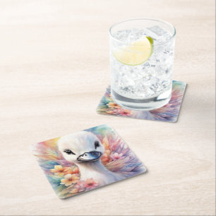Porta-copo De Papel Quadrado Rainbow Birds Swan 2