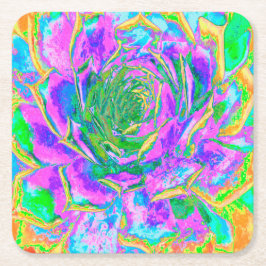 Porta-copo De Papel Quadrado Rainbow Colors Fiesta Succulent Sedum Rosette