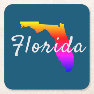 Porta-copo De Papel Quadrado Rainbow Florida State Silhouette