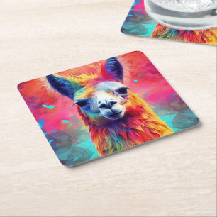 Porta-copo De Papel Quadrado Rainbow Lama