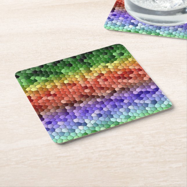 Porta-copo De Papel Quadrado Rainbow Mosaic Pattern (Inclinado)