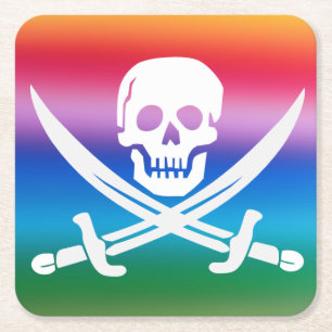 Porta-copo De Papel Quadrado Rainbow Pirate Jolly Roger