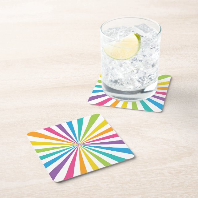 Porta-copo De Papel Quadrado Rainbow Sunburst (Insitu)