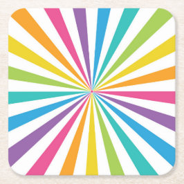 Porta-copo De Papel Quadrado Rainbow Sunburst