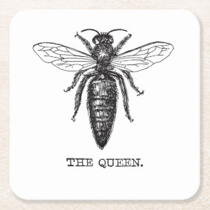 Porta-copo De Papel Quadrado Rainha Bee Desenhando Vintage Negra