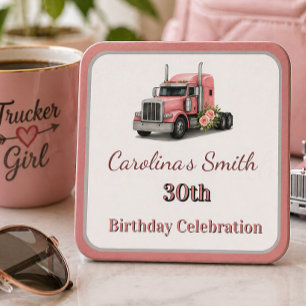 Porta-copo De Papel Quadrado Rainha da Estrada Aniversário Mulher Motorista de 