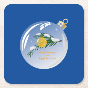 Porta-copo De Papel Quadrado Ramificação de Natal decorada em bauble