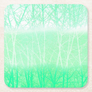 Porta-copo De Papel Quadrado Ramos Geados Nebulosos Verde Hortelã